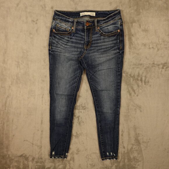 BKE Jeans Stella Slim Fit Low Rise Ankle Skinny Women's 26 Blue Denim Distressed - Picture 1 of 10